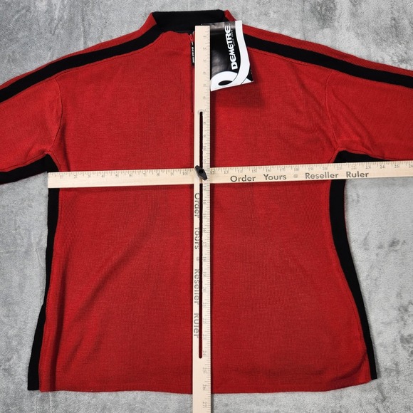 Demetre Sweater Womens XL Red Black Eclipse Pullover Wool Acrylic Half Zip NWT - Picture 8 of 11